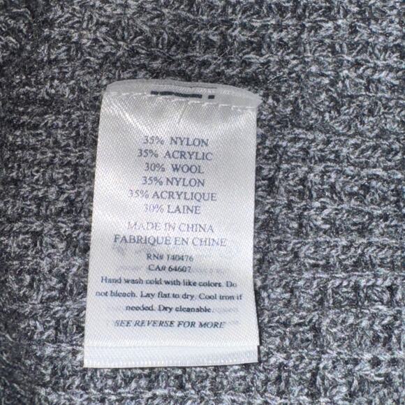 Faherty Wisp Waffle Sweater Hoodie Women's Size M Storm Grey Wool Blend - Picture 7 of 7